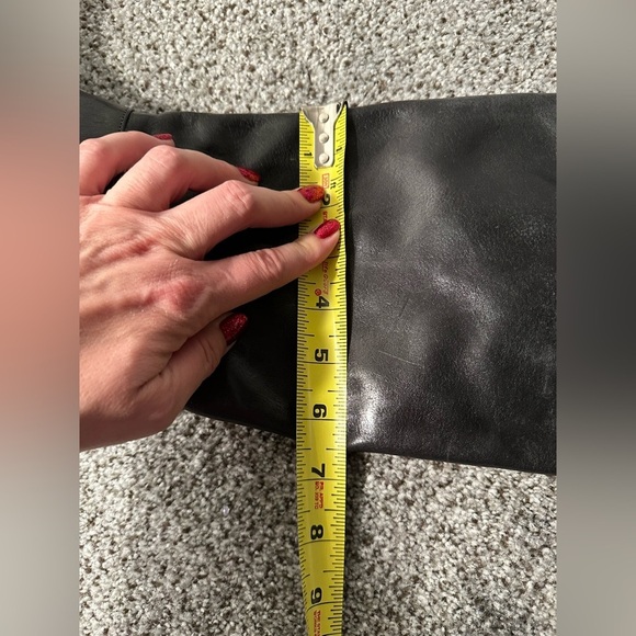 LOEFFLER RANDALL 8.5 Black Leather Low Wedge Knee Boots Gold Snaps R $595 - Picture 12 of 14